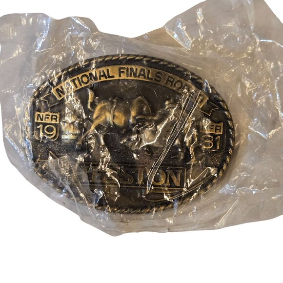 1981 NFR Belt Buckle Hesston NOS Bull Rider Clown Cowboy National Finals Rodeo - Picture 11 of 12